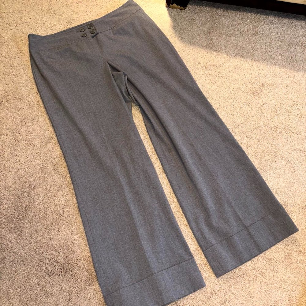 LOFT Wide-Leg Gray Dress Pants